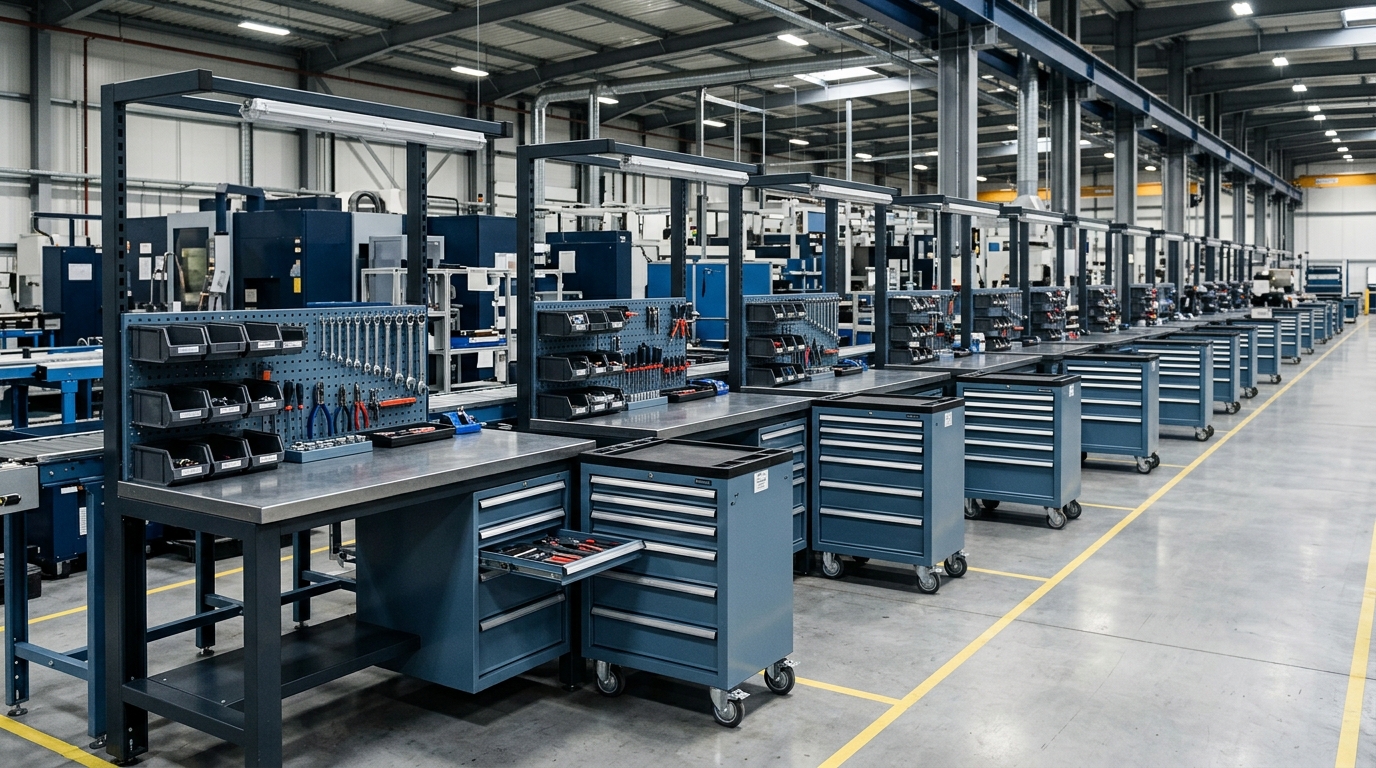 Manufacturing line with standardized workstations